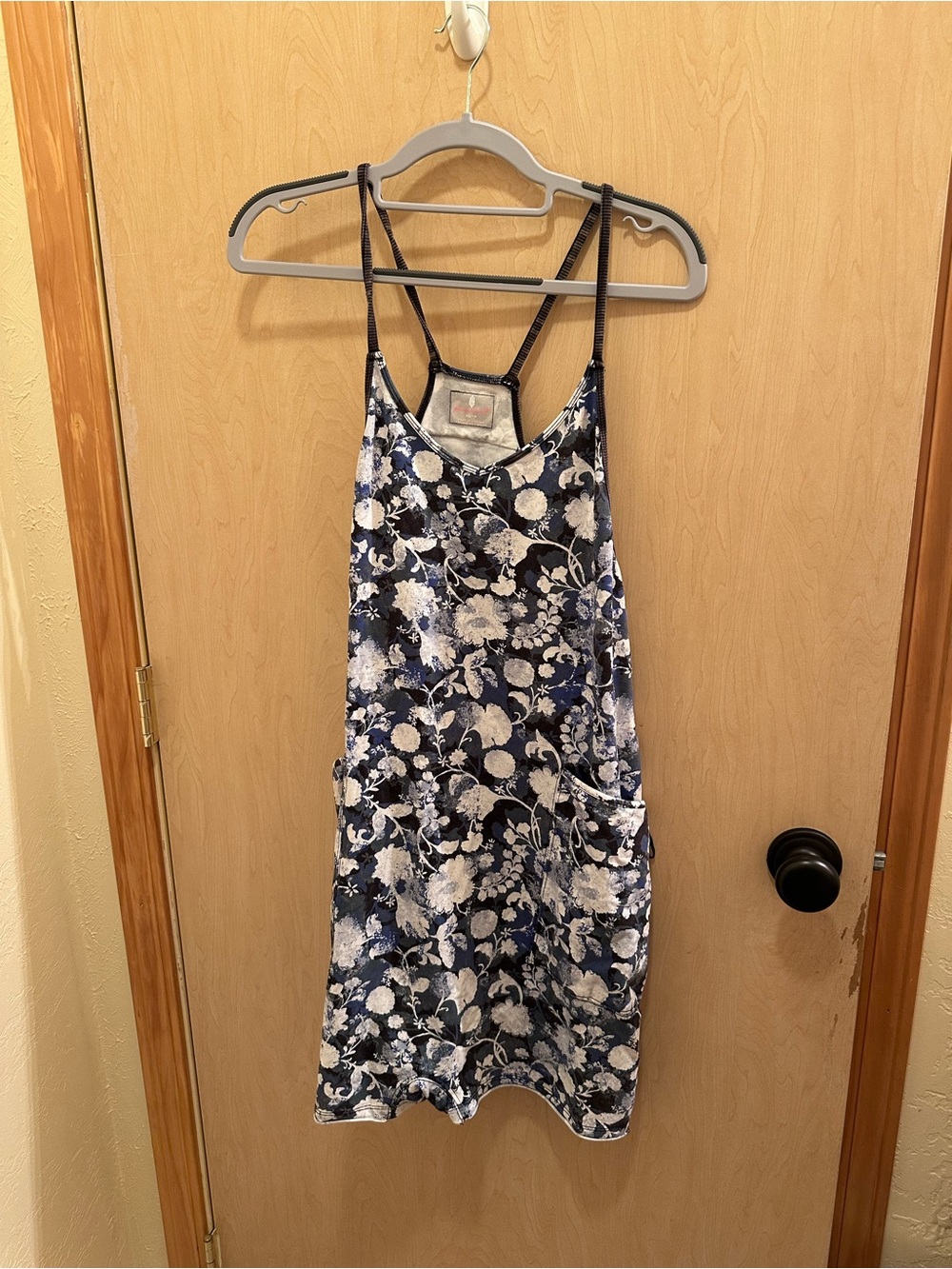 Free People Navy and White Floral Slip Dress